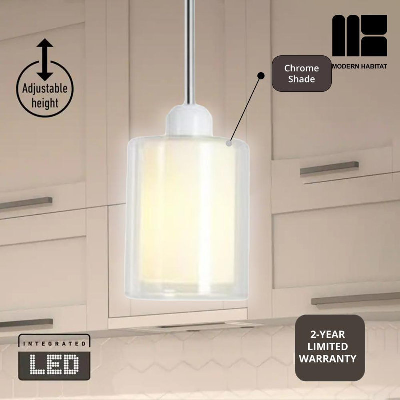 Luminaire suspendu chromé à 1 lumière Elegance
