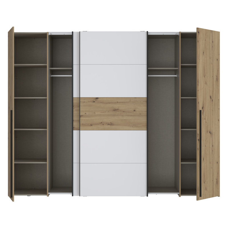 Debarr 4 Door Manufactured Wood Wardrobe, Artisan Oak/White, 210.5cm H x 270.3cm W x 61.2cm D