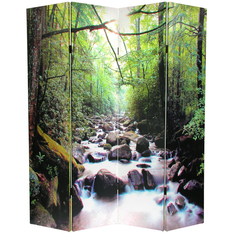 70.88" x 63" Double Sided Path of Life 4 Panel Room Divider, 71" H x 96" W x 1 "D