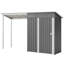 Remise et abri de jardin en acier galvanisé 5 x 3 pi 2 en 1 résistant aux intempéries, conçu pour la terrasse, rangement pour outils de jardin, aire de jeux et de plein air avec pergola ouverte