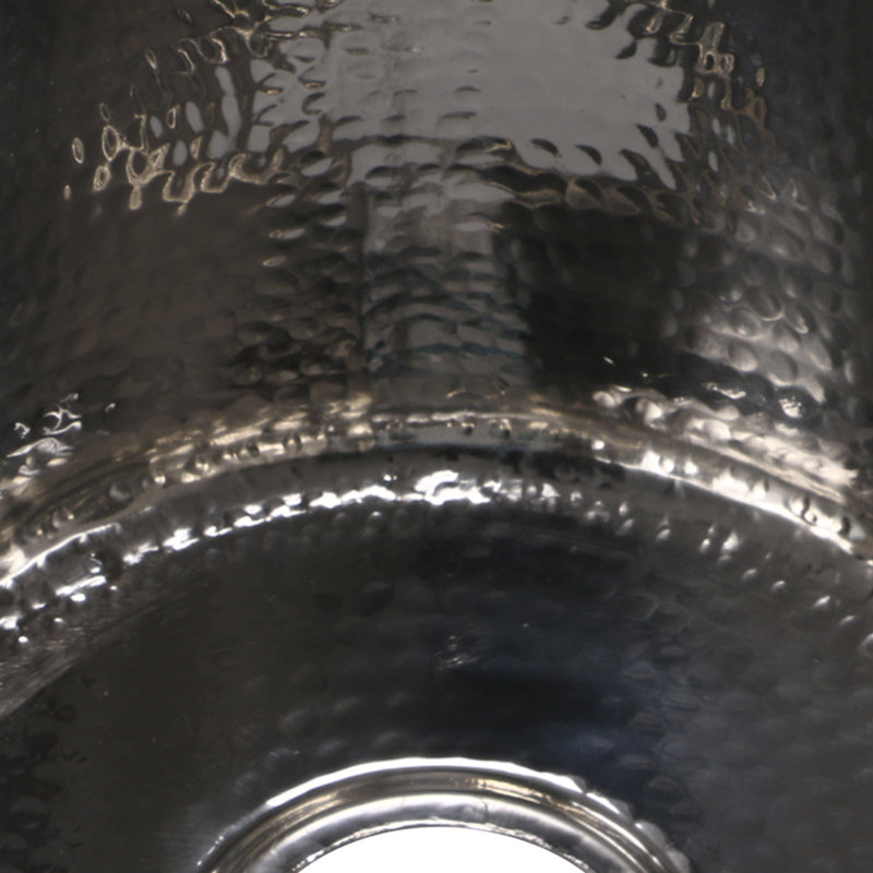 Brightwork 15-Inch Hand Hammered Round Stainless Steel Bar Sink, Polished Stainless