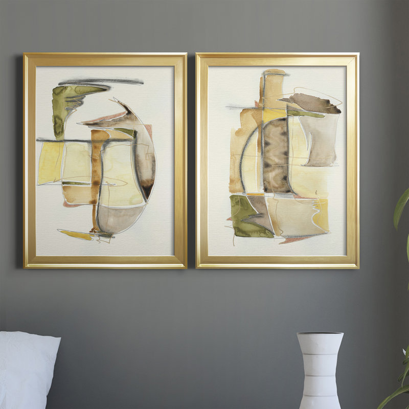 «Brown Sugar I», ensemble de 2 peintures sur toile encadrées, H 30,5 po x l 45 po x P 1 po, Or