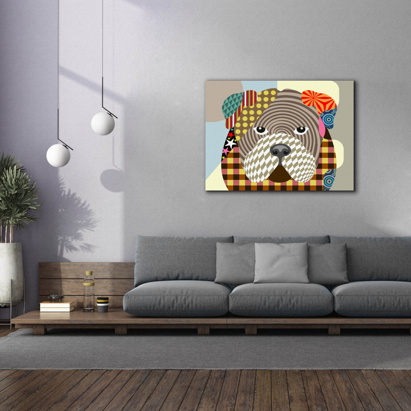 «English Bulldog» par Lanre Adefioyue, H 40 po x l 54 po x P 1,5 po