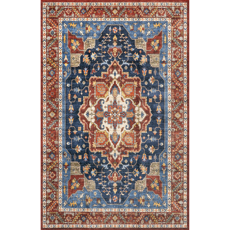 Hera Medallion SplashGuard Machine Washable Area Rug, Rectangle 8' x 10'