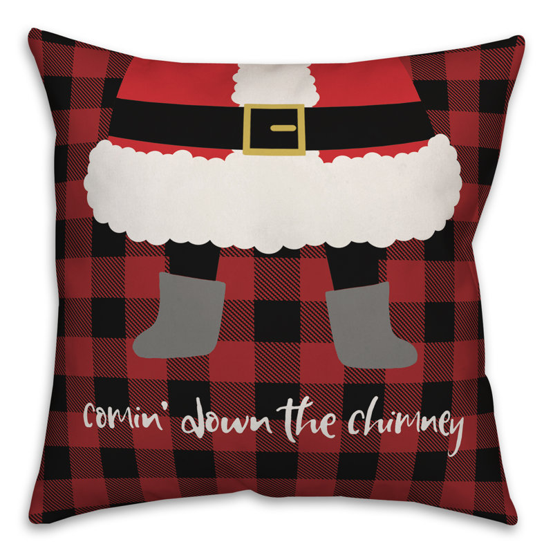  Housse de coussin Santa Comin 'Down the Chimney, 16 po x 1 po, Housse de coussin seulement - sans coussin