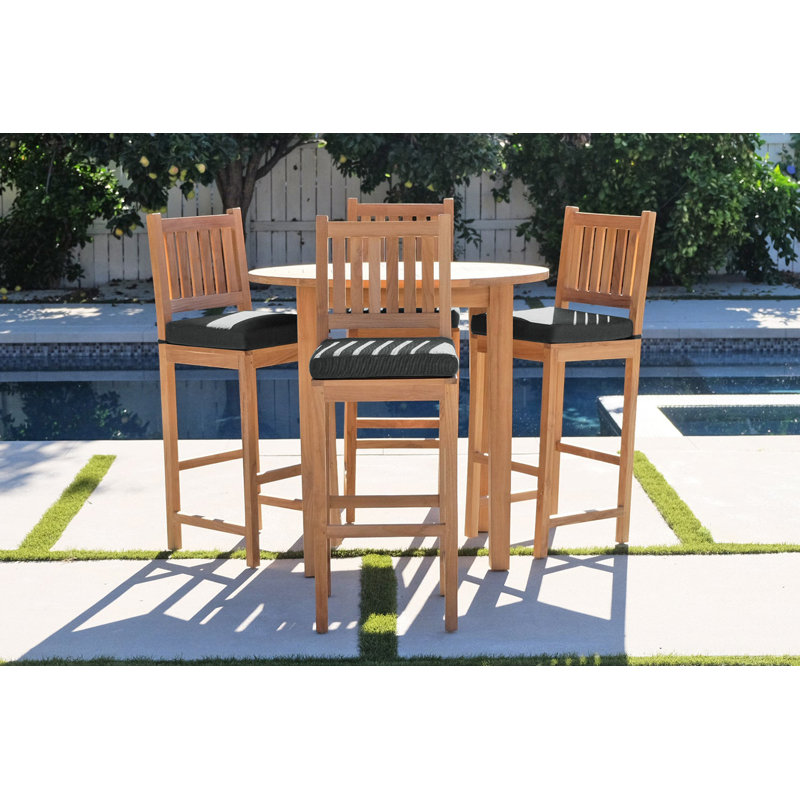 Huntington Outdoor 5 - Piece Bar Height Table with Cushions, Coal