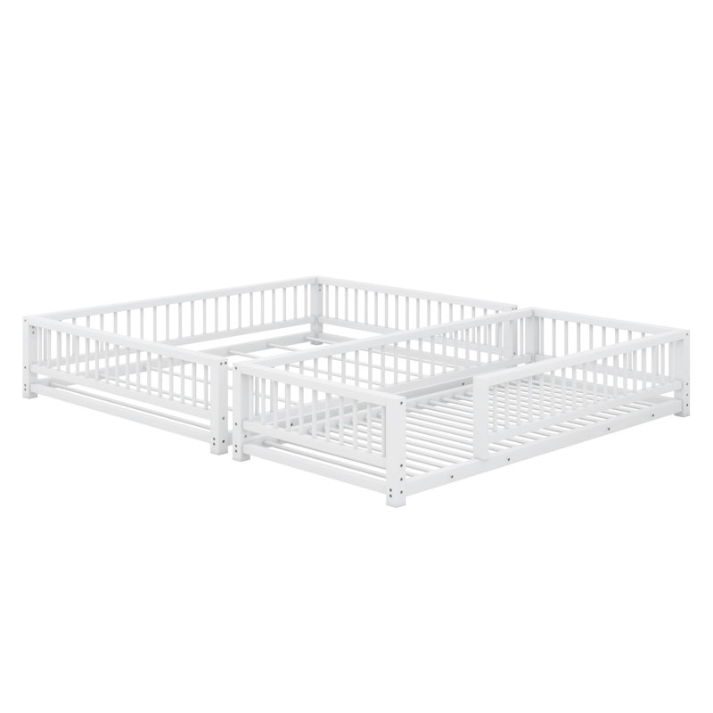 Twin XL Over Queen Bunk Bed For Adults, Heavy-Duty Metal Bunk Bed Frame With Ladder, High Guardrail And Slats Support, White