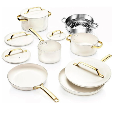 Gotham Steel Modern Collection 11 Pc Cream Nonstick Cookware Set