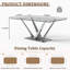 Table de salle à manger en verre avec base en verre et 6 chaises en velours, ensemble de salle à manger à piédestal 7 pièces-106913431-106913552