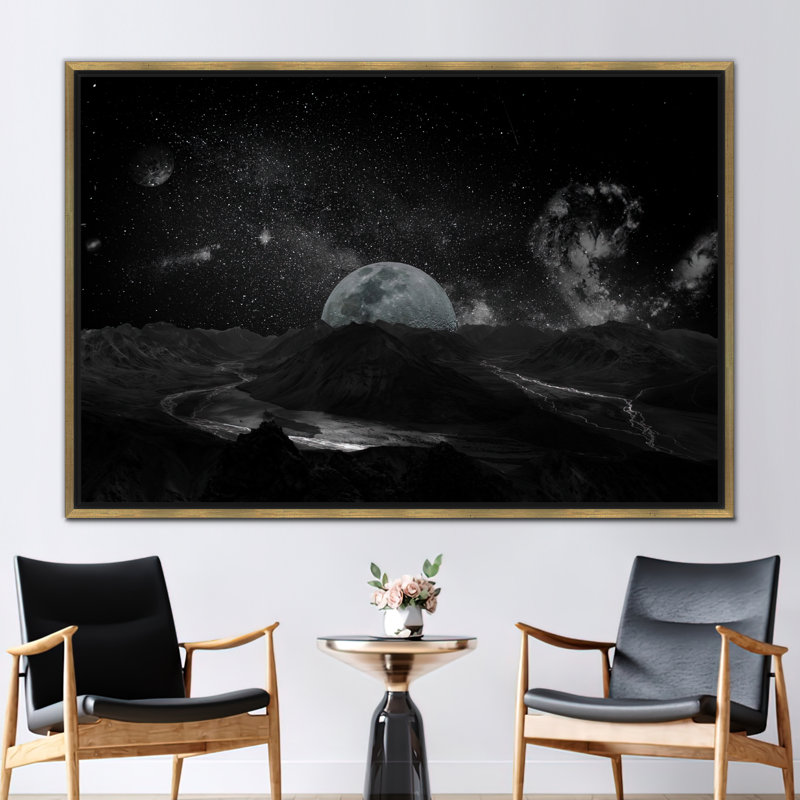 1 Piece Wall Art on Canvas, 50 cm H x 70 cm W, Floater Framed Print without Mat, Gold