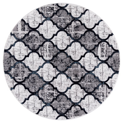 Tapis bleu / gris magnifiquement tissé à la machine Javier