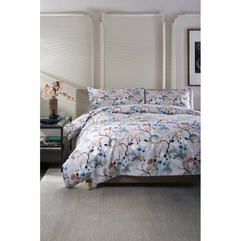 Japanese Kyoto 100% Cotton Duvet Cover Set With Pi Cotton Oriental Duvet Cover Set with Pillowcases Included
