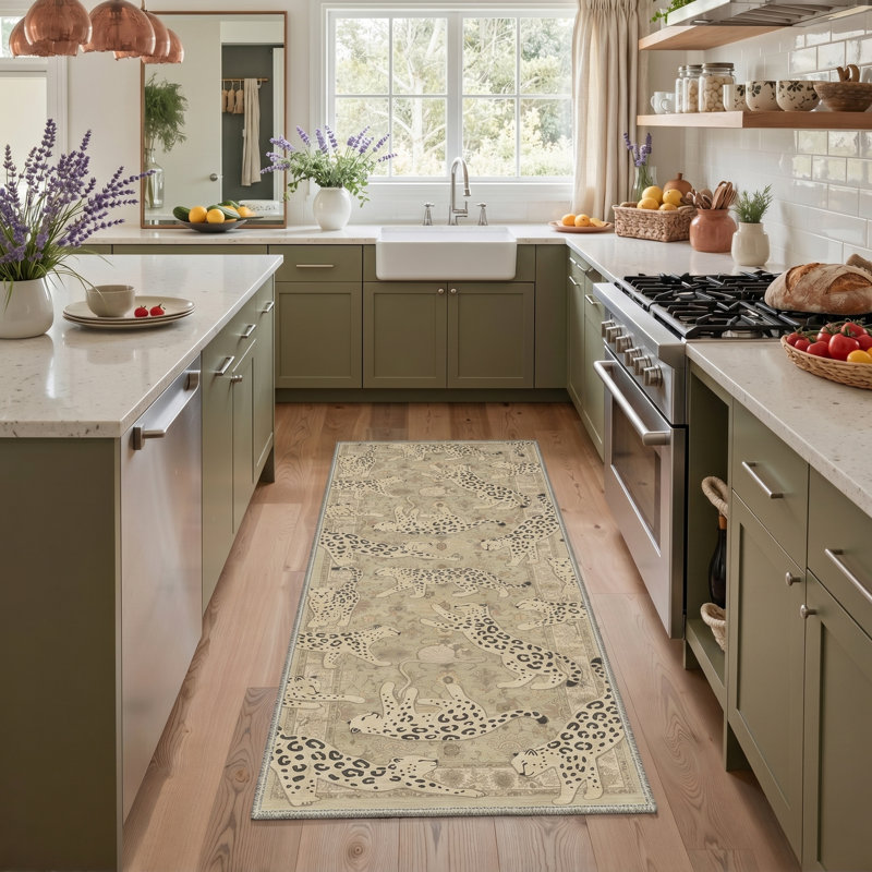 Tapis lavable à la machine Allandale, Tapis de couloir 2 pi 6 po x 8 pi, Sand Beige