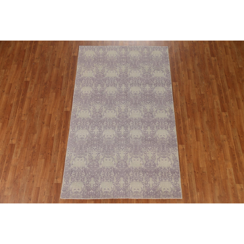 Tapis unique mauve noué à la main 4 pi 10 po x 7 pi 10 po