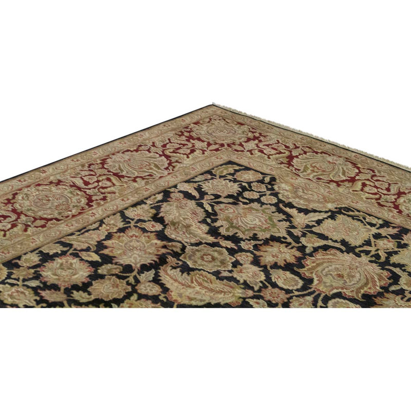 Tapis unique rouge / noir / beige noué à la main de haute qualité