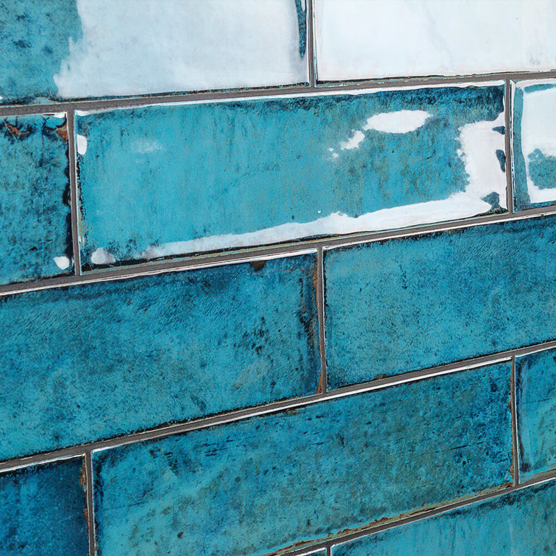 Carreau de mur en céramique polie de style métro 3 po x 12 po (5,38 pieds carrés / caisse) Chateau, Bleu