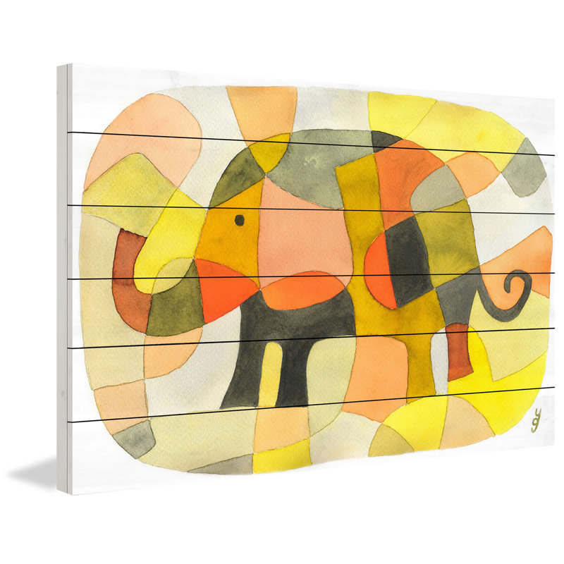 «Elephant Colors», reproduction d'art, H 40 po x l 60 po, Bois blanc