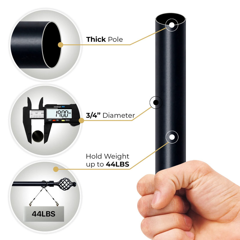 Caillo Matte Black Curtain Track/Rail, 304cm