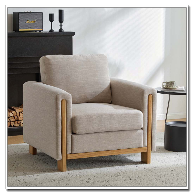 Fauteuil rembourré en tissu, Beige