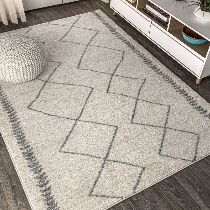 Farnborough Moroccan Beni Souk Cream/Gray Rug, Rectangle 4' x 6'