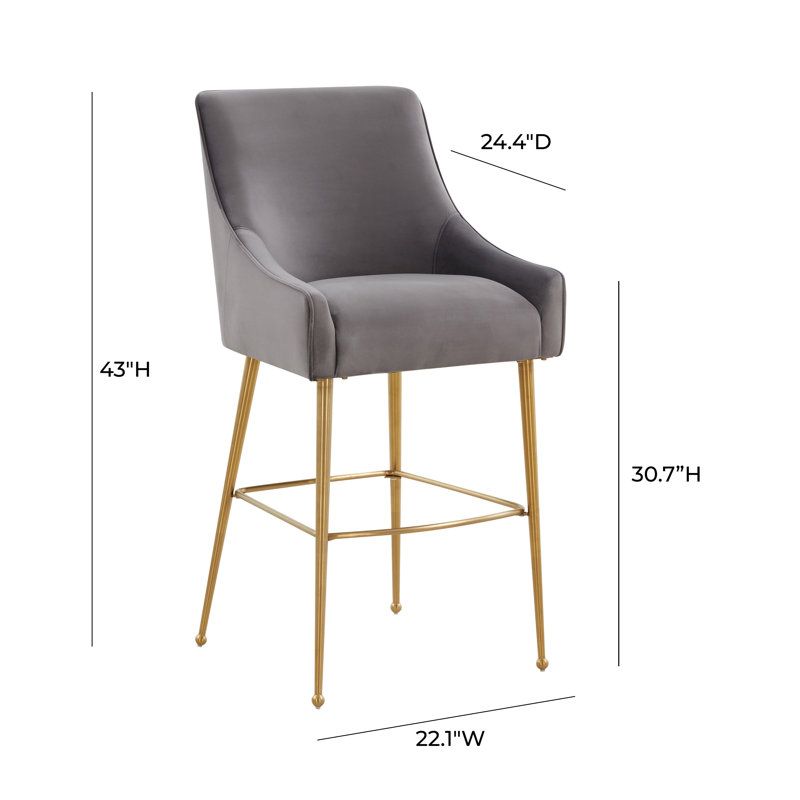 Tabouret de bar et de comptoir Simmon, Tabouret de bar (siège d'une hauteur de 30,7 po), Gris foncé