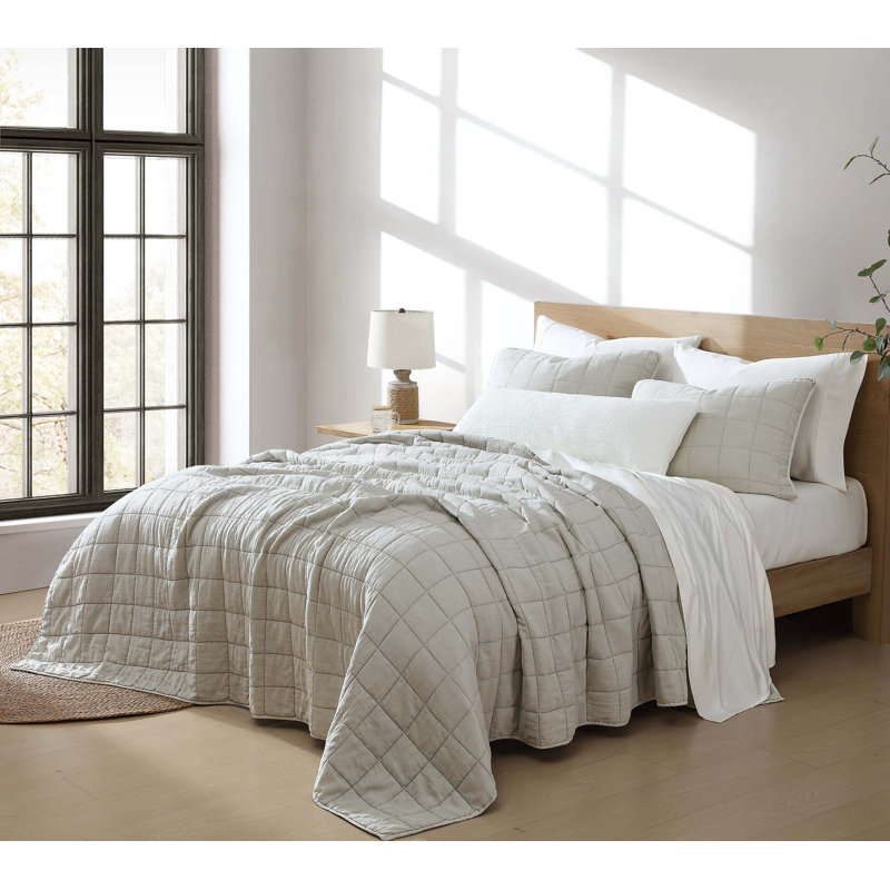 Stonewashed Lyocell Quilt, Bone, Queen Quilt