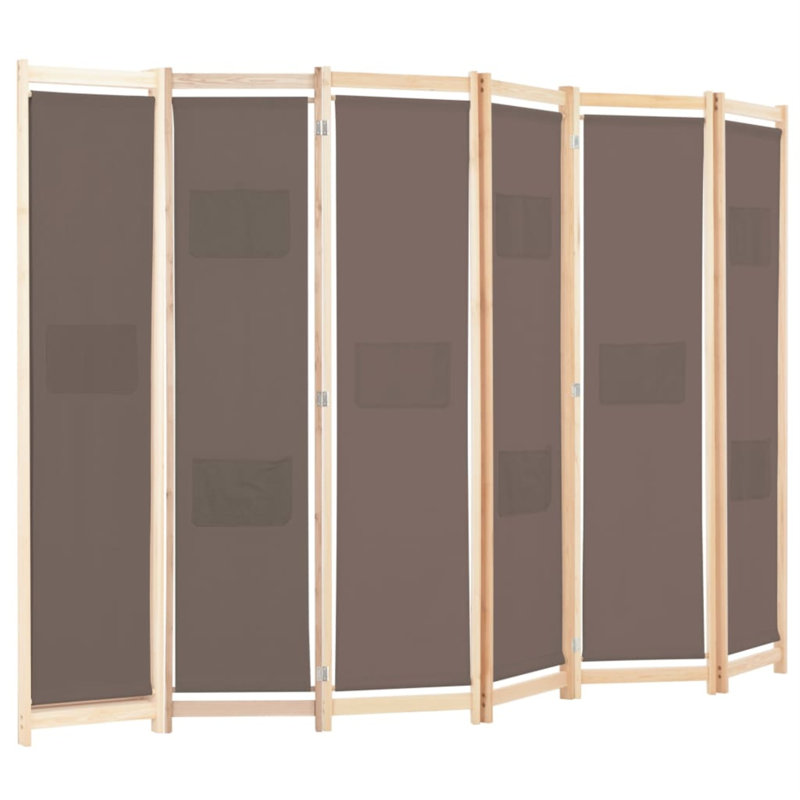 Paravent pliable pour diviser une pièce, Brun, H 66,9 po x l 94,5 po x P 1,6 po, 6