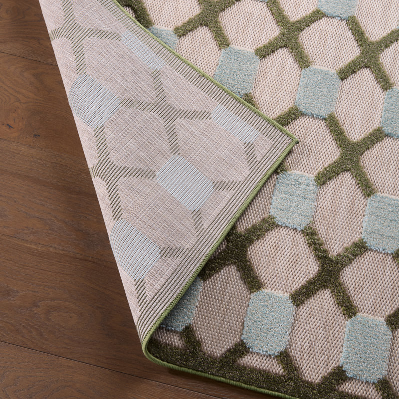  Tapis vert / vert Thessara ALI06 Trellis (7 pi 6 po x 9 pi 6 po), Rectangle 9 pi 6 po x 7 pi 6 po