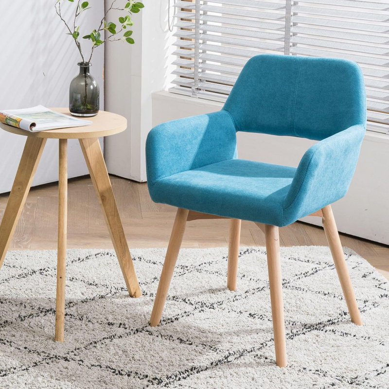 Chaise avec accoudoirs rembourrée Philodendron, Bleu sarcelle