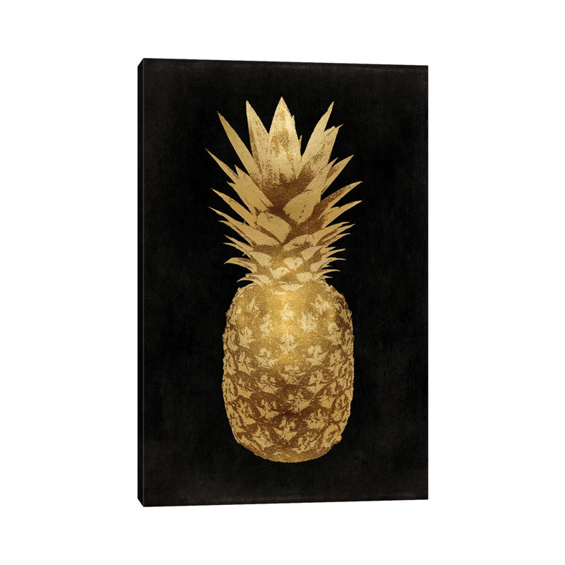 Gold Pineapple On Black II by Kate Bennett - Wrapped Canvas Print, 66.04 cm H x 45.72 cm W x 3.175 cm D