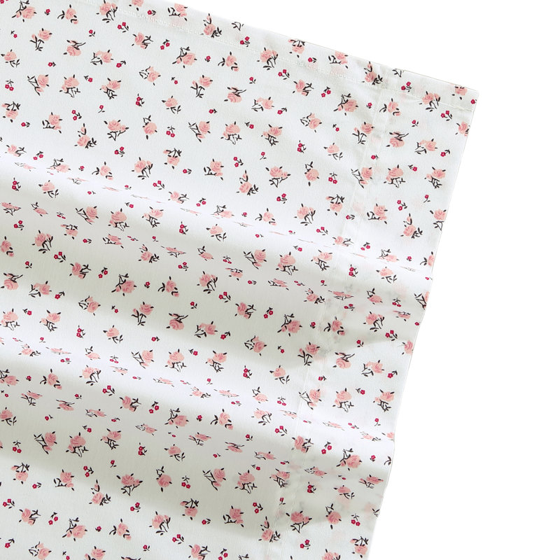Baby Buds Pink Floral Cotton Percale Twin Sheet Set