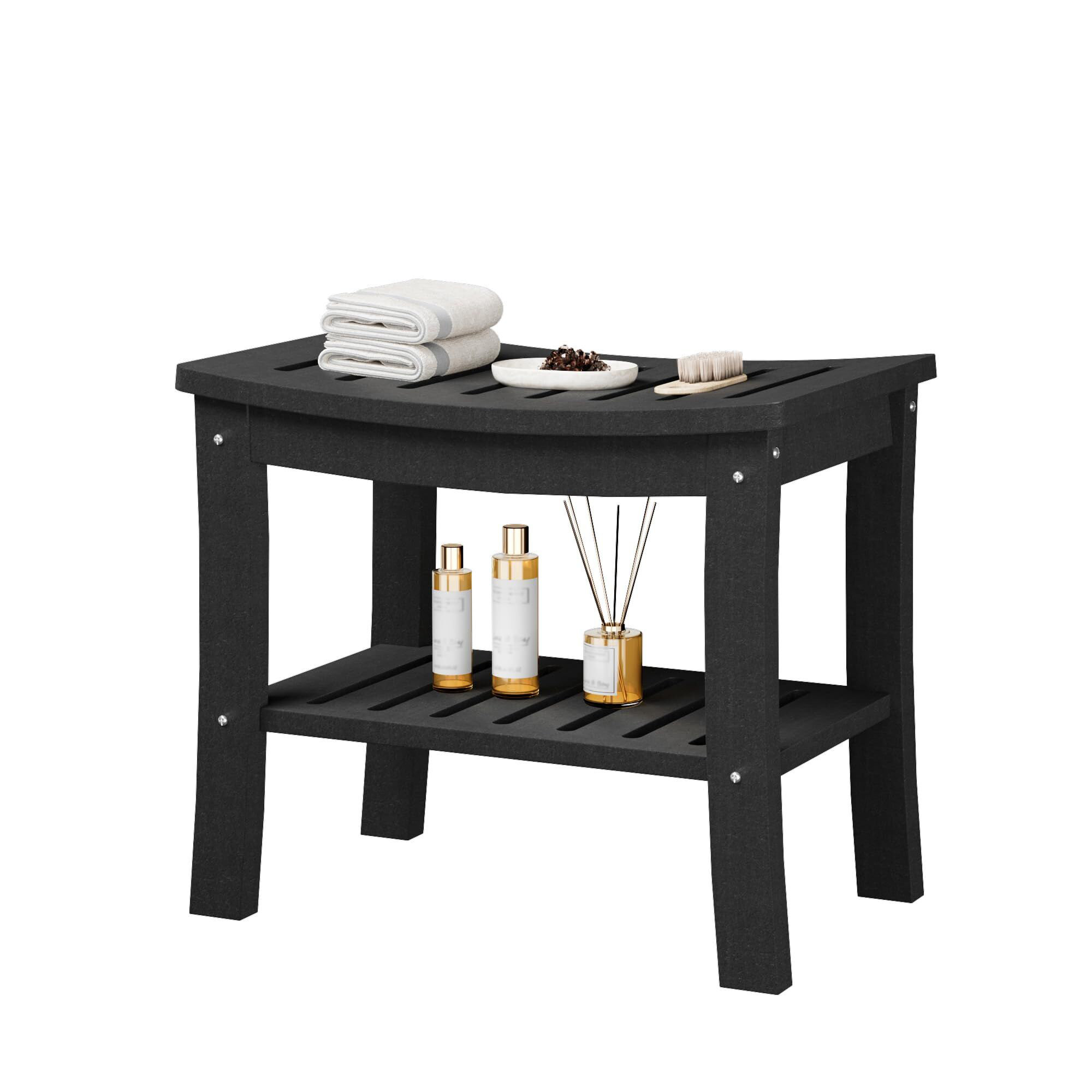 Rebrilliant HDPE Showers Bench With Storage Shelf,Shower Bench for ...