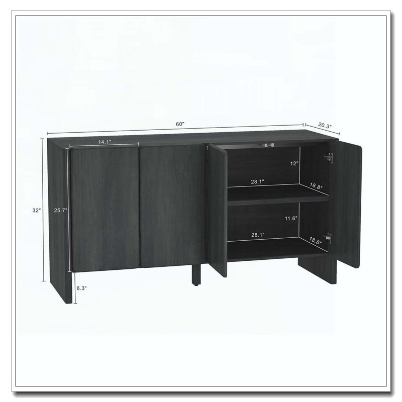 Armoire 4 portes avec rangement, Gris anthracite