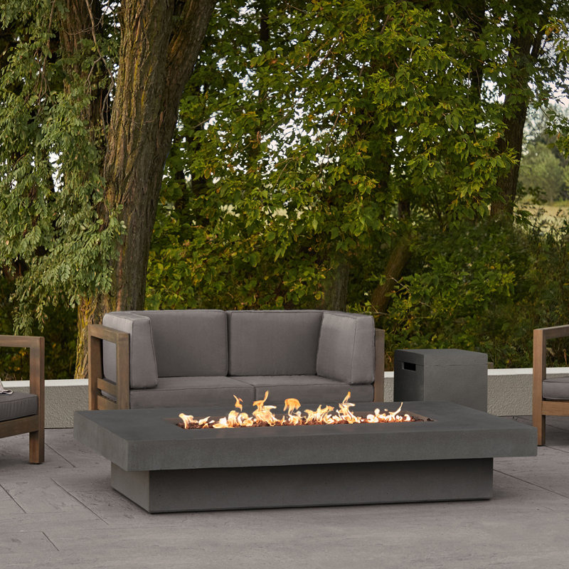 Geneva Concrete Propane Fire Pit Table, Carbon