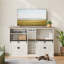 Enceinte de litière pour 2 chats, armoire à chat avec grand espace de rangement, litière cachée avec bloc-notes, maison de ferme, table de bout de meuble télé, brun rustique et blanc-514549431