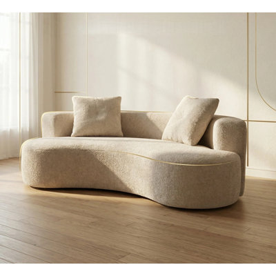 2-Seater Curved Compression Sofa, No Assembly Required, Automatic Expand & Restore Cloud Couch, Soft Boucle Fabric Loveseat for Small Living Room, Apartment, Bedroom