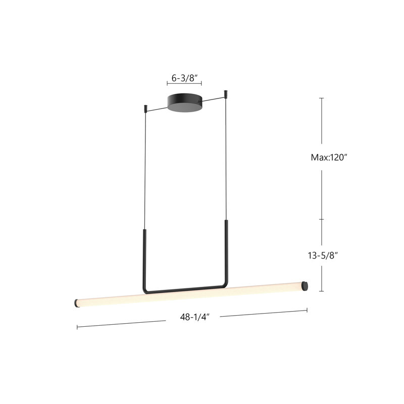 Vesper 1 - Light LED Pendant, 13.63" H x 48.25" W x 1.75" D, Black