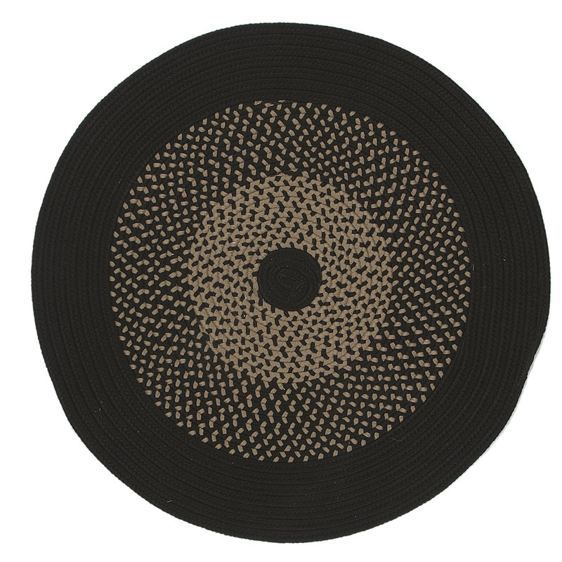 Tapis noir / ivoire tressé à la main Divine, Rond 14 pi