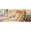 Grand lit mezzanine avec tête de lit tapissier et tablettes de rangement, avec échelle et glissade, naturel-129123685-129123684