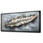 Plume luxueuse dorée grise avec pointes dorées I - impression sur toile glamour, art mural moderne-306753198-306753194