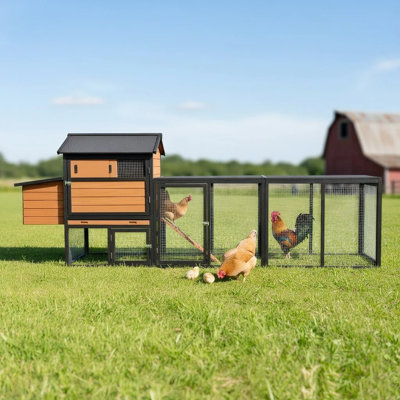 Cage à poulets en bois brun L 114,06 po x l 25,48 po x H 42,32 po 1 pièce