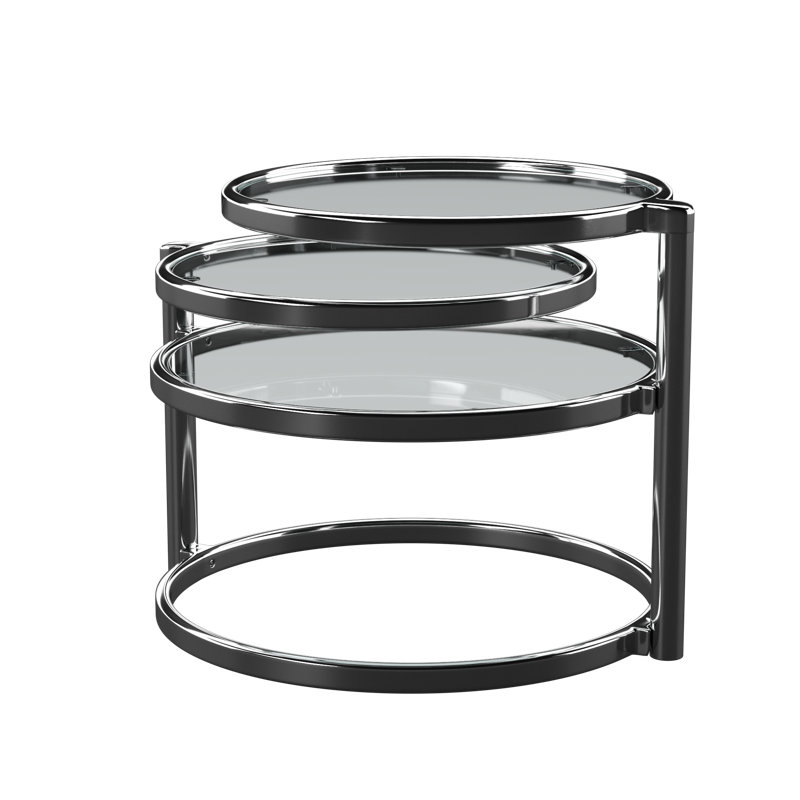 Acuna Open Coffee Table, Silver, Clear