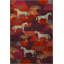 Tapis décoratif moderne à motif cheval et arbre multicolore foncé-767039389