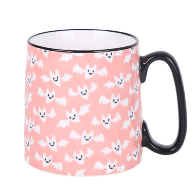 Bella Pink/White Bat Mug, Set Of 4