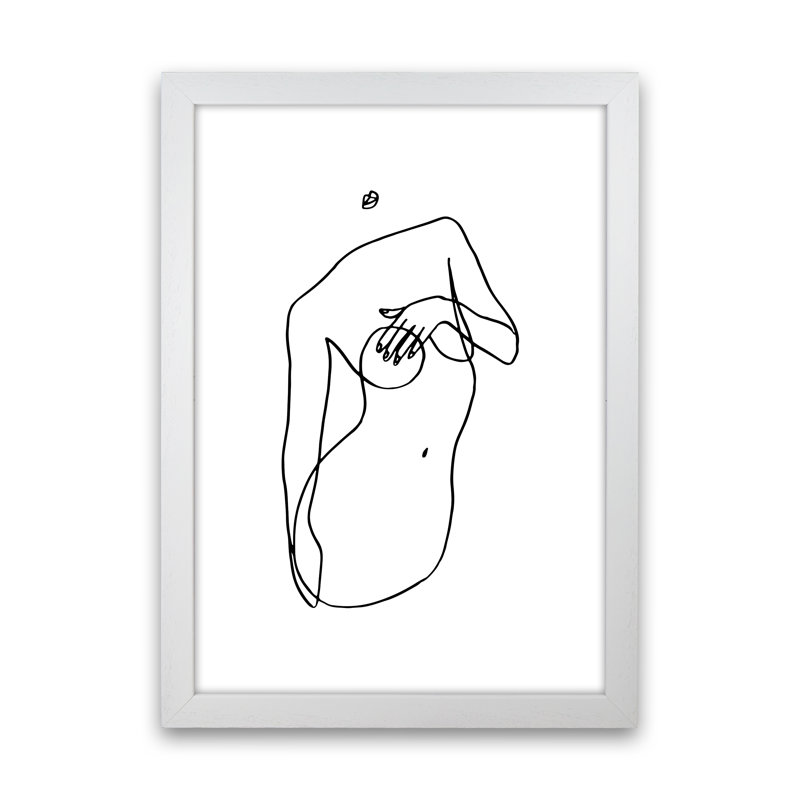 Covering Breasts With One Hand - Print, 88cm H x 64cm W x 3cm D, White Frame