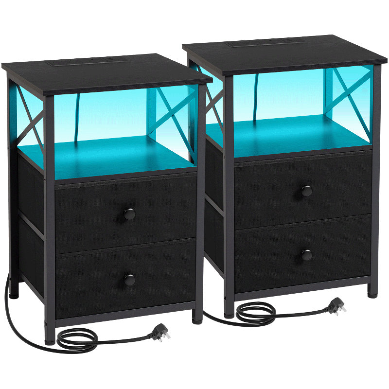 40 cm W Bedside Table, Black