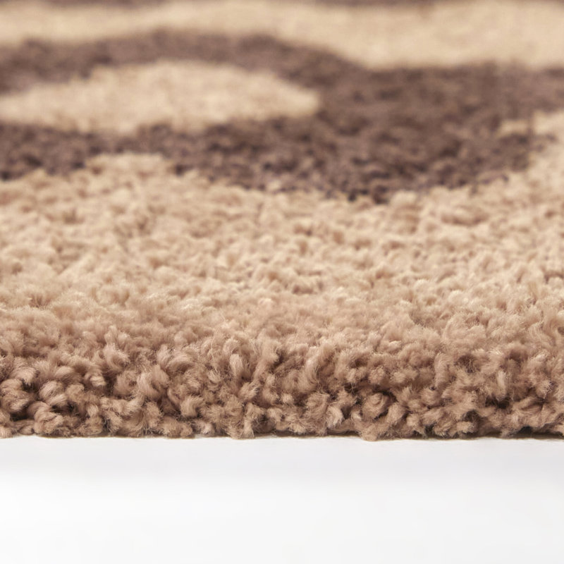 Sylvia Brown Floral Shag Area Rug, Rectangle 3'11" x 5'7"
