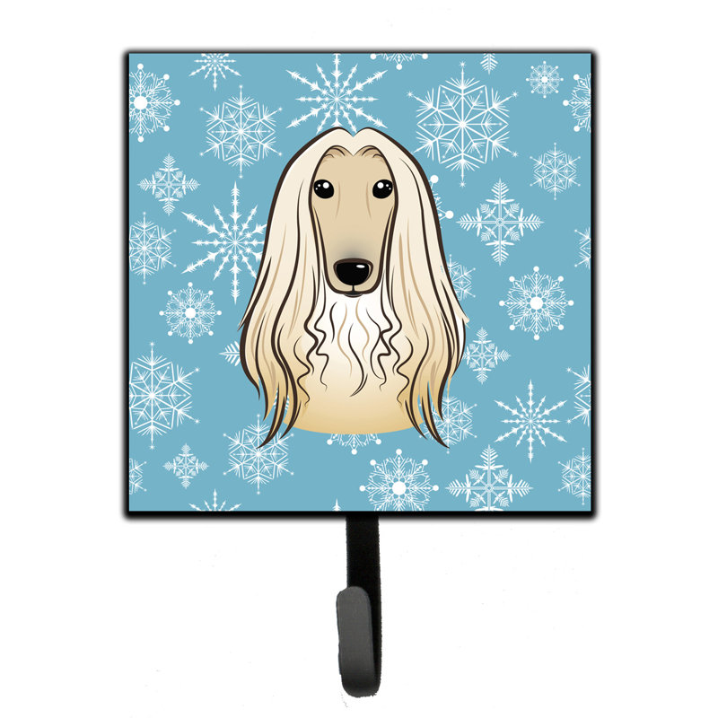 Bolick Metal Wall Organizer with Key Hooks, Afghan Hound, Brown/Salmon/Blue