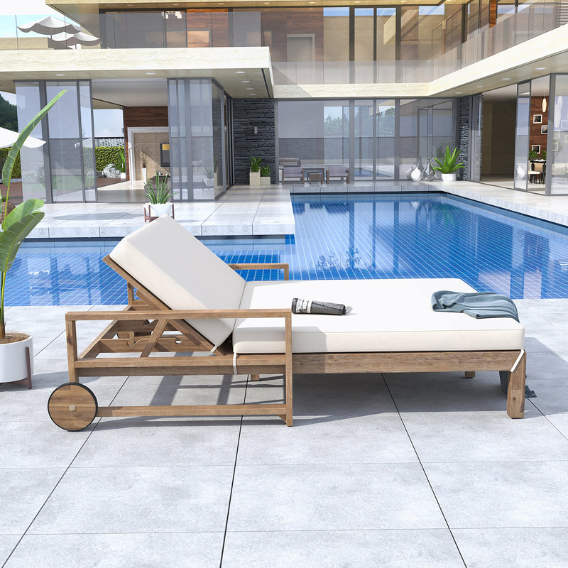 1-Piece Farmhouse-Styled Wooden Outdoor Sunbed For Ultimate Relaxation Outdoor