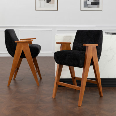Kyajah Upholstered Counter Stool with Arms